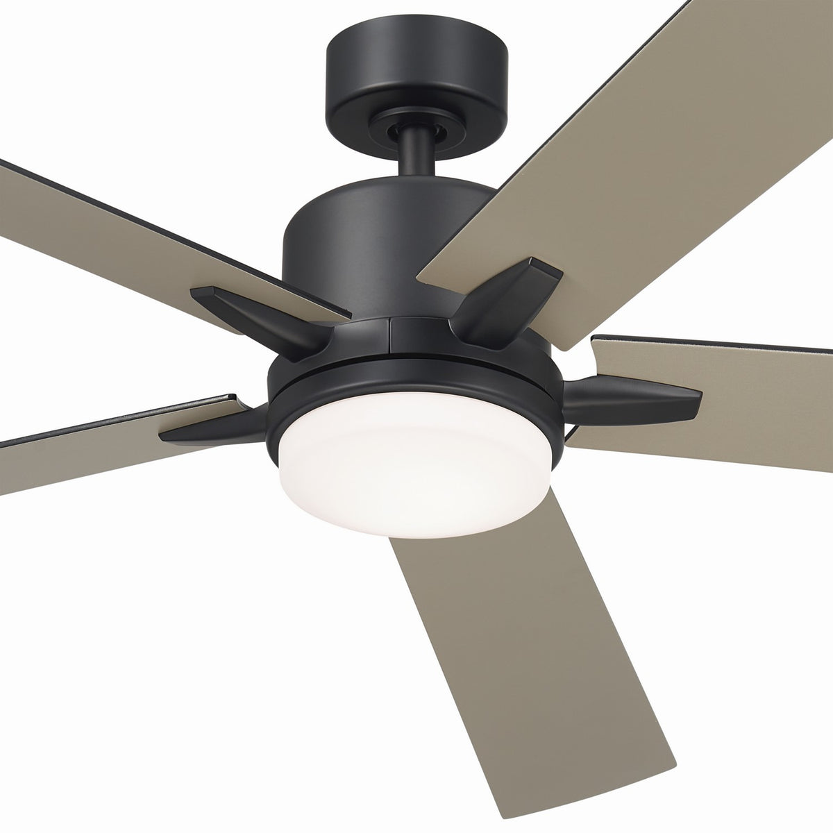 KICHLER 330060SBK 60 Inch Lucian Elite Xl 5 Blade Indoor Ceiling Fan With Etched Cased Opal Glass In Satin Black With Reversible Silver And Black Blades