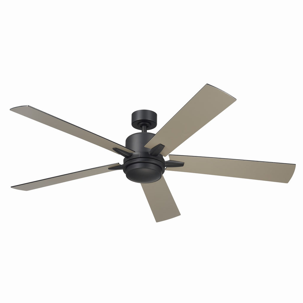 KICHLER 330060SBK 60 Inch Lucian Elite Xl 5 Blade Indoor Ceiling Fan With Etched Cased Opal Glass In Satin Black With Reversible Silver And Black Blades