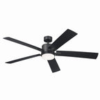 KICHLER 330060SBK 60 Inch Lucian Elite Xl 5 Blade Indoor Ceiling Fan With Etched Cased Opal Glass In Satin Black With Reversible Silver And Black Blades