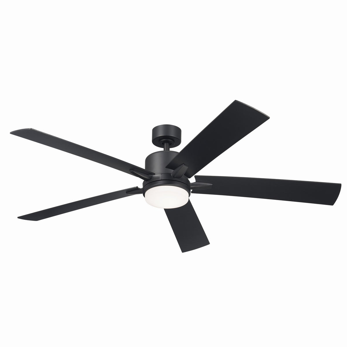 KICHLER 330060SBK 60 Inch Lucian Elite Xl 5 Blade Indoor Ceiling Fan With Etched Cased Opal Glass In Satin Black With Reversible Silver And Black Blades