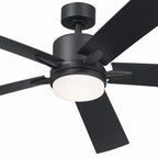 KICHLER 330060SBK 60 Inch Lucian Elite Xl 5 Blade Indoor Ceiling Fan With Etched Cased Opal Glass In Satin Black With Reversible Silver And Black Blades