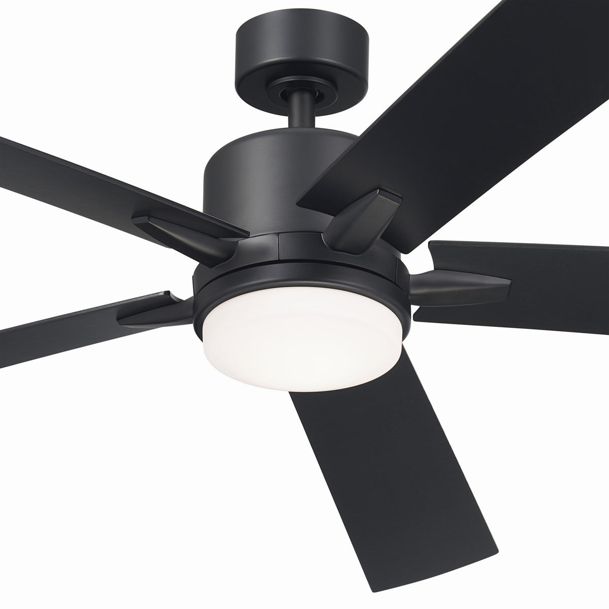 KICHLER 330060SBK 60 Inch Lucian Elite Xl 5 Blade Indoor Ceiling Fan With Etched Cased Opal Glass In Satin Black With Reversible Silver And Black Blades