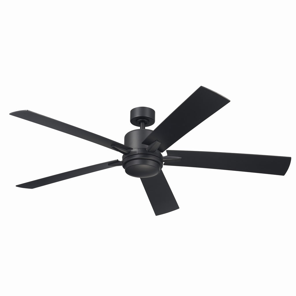 KICHLER 330060SBK 60 Inch Lucian Elite Xl 5 Blade Indoor Ceiling Fan With Etched Cased Opal Glass In Satin Black With Reversible Silver And Black Blades