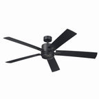 KICHLER 330060SBK 60 Inch Lucian Elite Xl 5 Blade Indoor Ceiling Fan With Etched Cased Opal Glass In Satin Black With Reversible Silver And Black Blades
