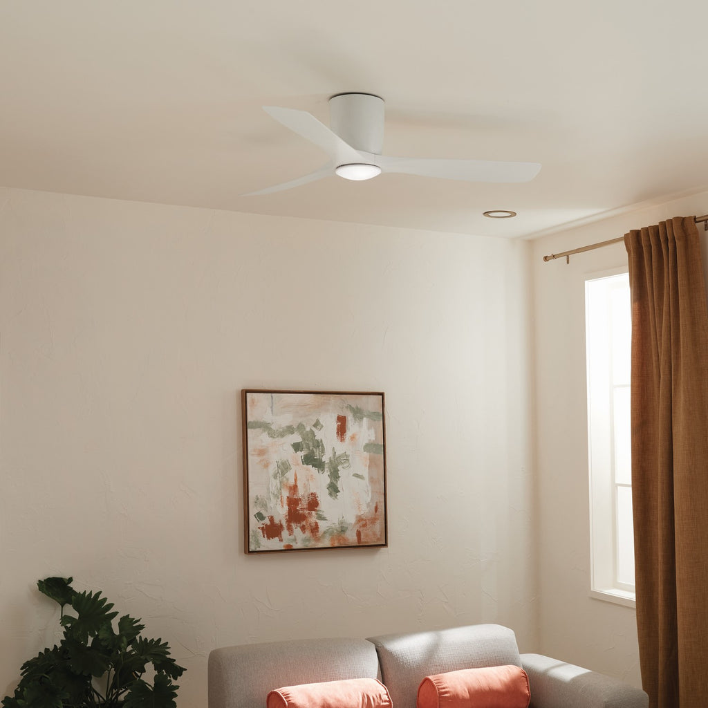 KICHLER 300154MWH Kichler 54 Inch Volos 3 Blade Indoor Ceiling Fan In Matte White With Matte White Blades