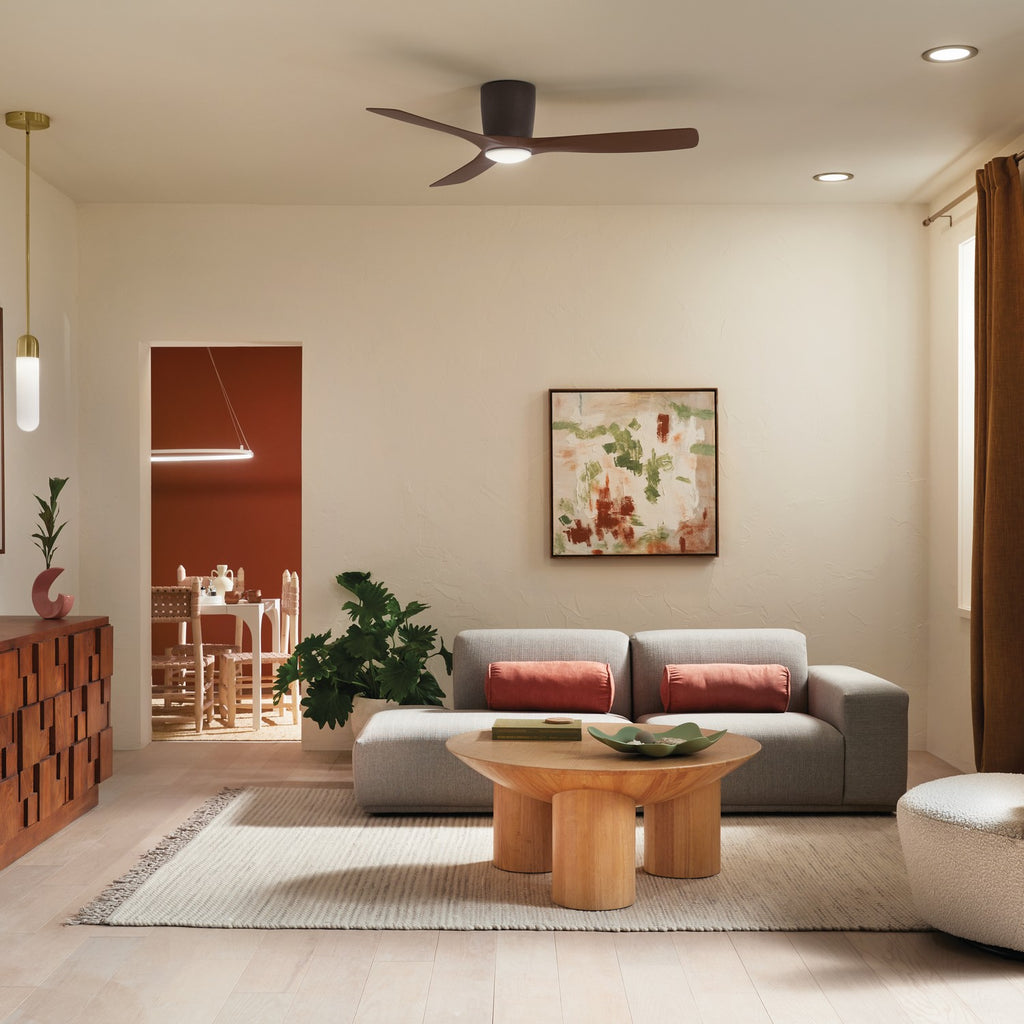 KICHLER 300154SNB Kichler 54 Inch Volos 3 Blade Indoor Ceiling Fan In Satin Natural Bronze With Walnut Blades