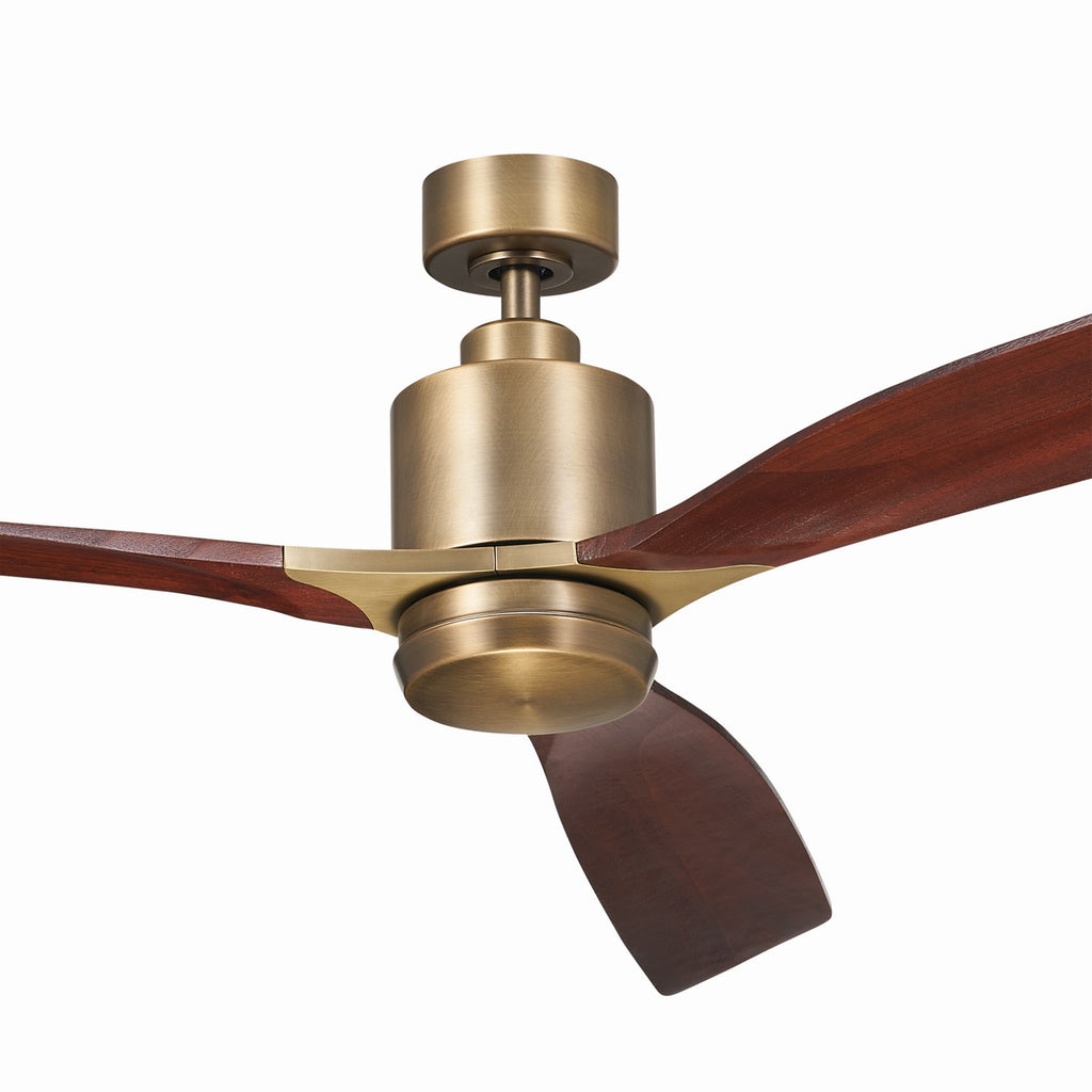 KICHLER 300075NBR 60 Inch Ridley Ii 3 Blade Indoor Ceiling Fan With Etched Cased Opal Glass In Natural Brass With Cherry Blades
