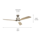 KICHLER 300075AP 60 Inch Ridley Ii 3 Blade Indoor Ceiling Fan With Etched Cased Opal Glass In Antique Pewter With Weathered White Walnut Blades