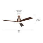 KICHLER 300075OBB 60 Inch Ridley Ii 3 Blade Indoor Ceiling Fan With Etched Cased Opal Glass In Oil Brushed Bronze With Walnut Blades