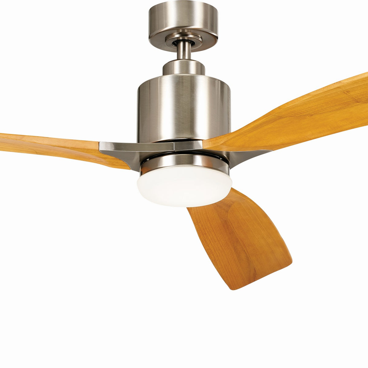 KICHLER 300075BSS 60 Inch Ridley Ii 3 Blade Indoor Ceiling Fan With Etched Cased Opal Glass In Brushed Stainless Steel With Medium Oak Blades