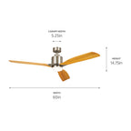 KICHLER 300075BSS 60 Inch Ridley Ii 3 Blade Indoor Ceiling Fan With Etched Cased Opal Glass In Brushed Stainless Steel With Medium Oak Blades