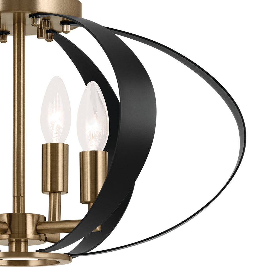 KICHLER 52588CPZ Cecil 17.75 Inch 4 Light Oval Flush Mount In Champagne Bronze And Black