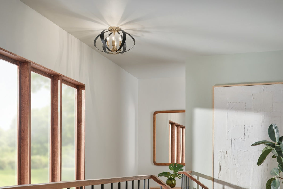 KICHLER 52588CPZ Cecil 17.75 Inch 4 Light Oval Flush Mount In Champagne Bronze And Black