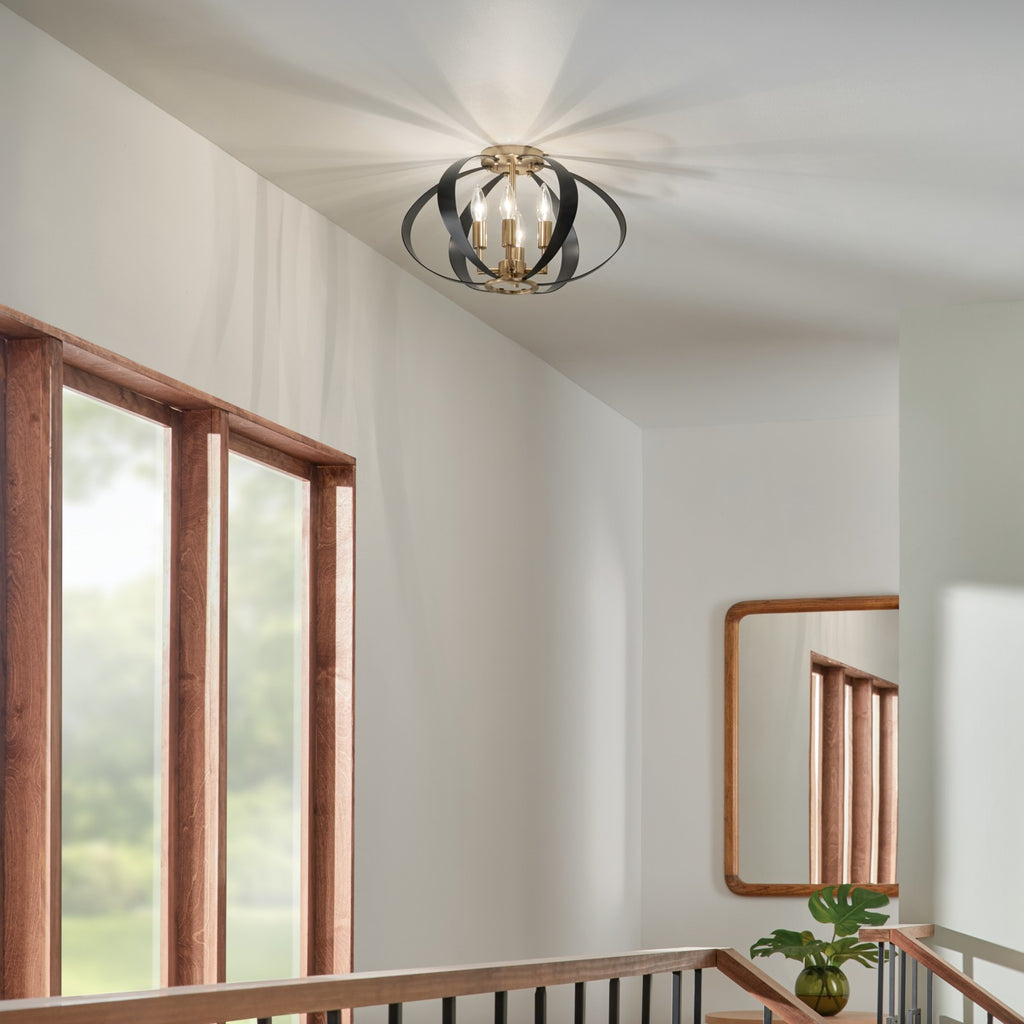 KICHLER 52588CPZ Cecil 17.75 Inch 4 Light Oval Flush Mount In Champagne Bronze And Black