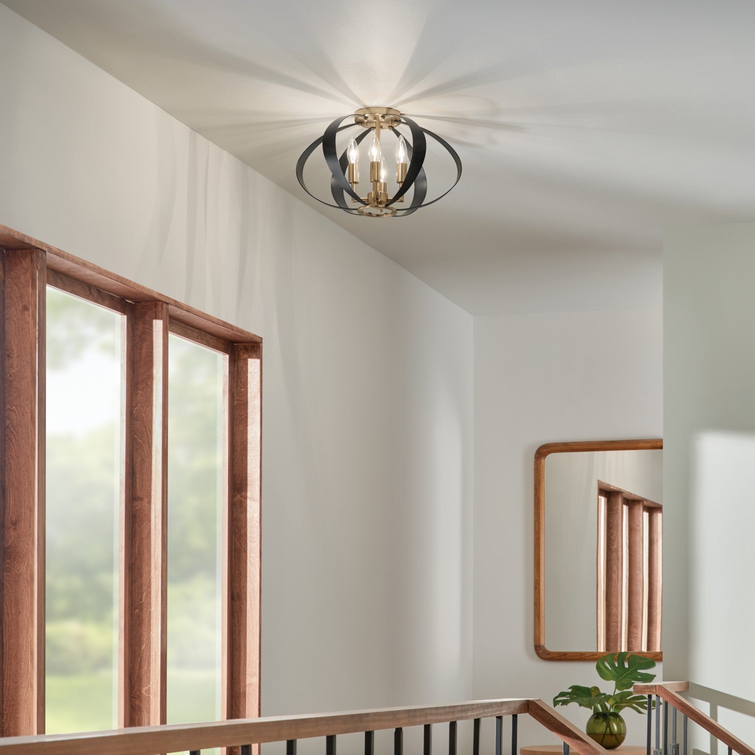 KICHLER 52588CPZ Cecil 17.75 Inch 4 Light Oval Flush Mount In Champagne Bronze And Black