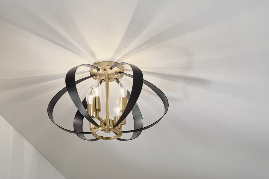 KICHLER 52588CPZ Cecil 17.75 Inch 4 Light Oval Flush Mount In Champagne Bronze And Black