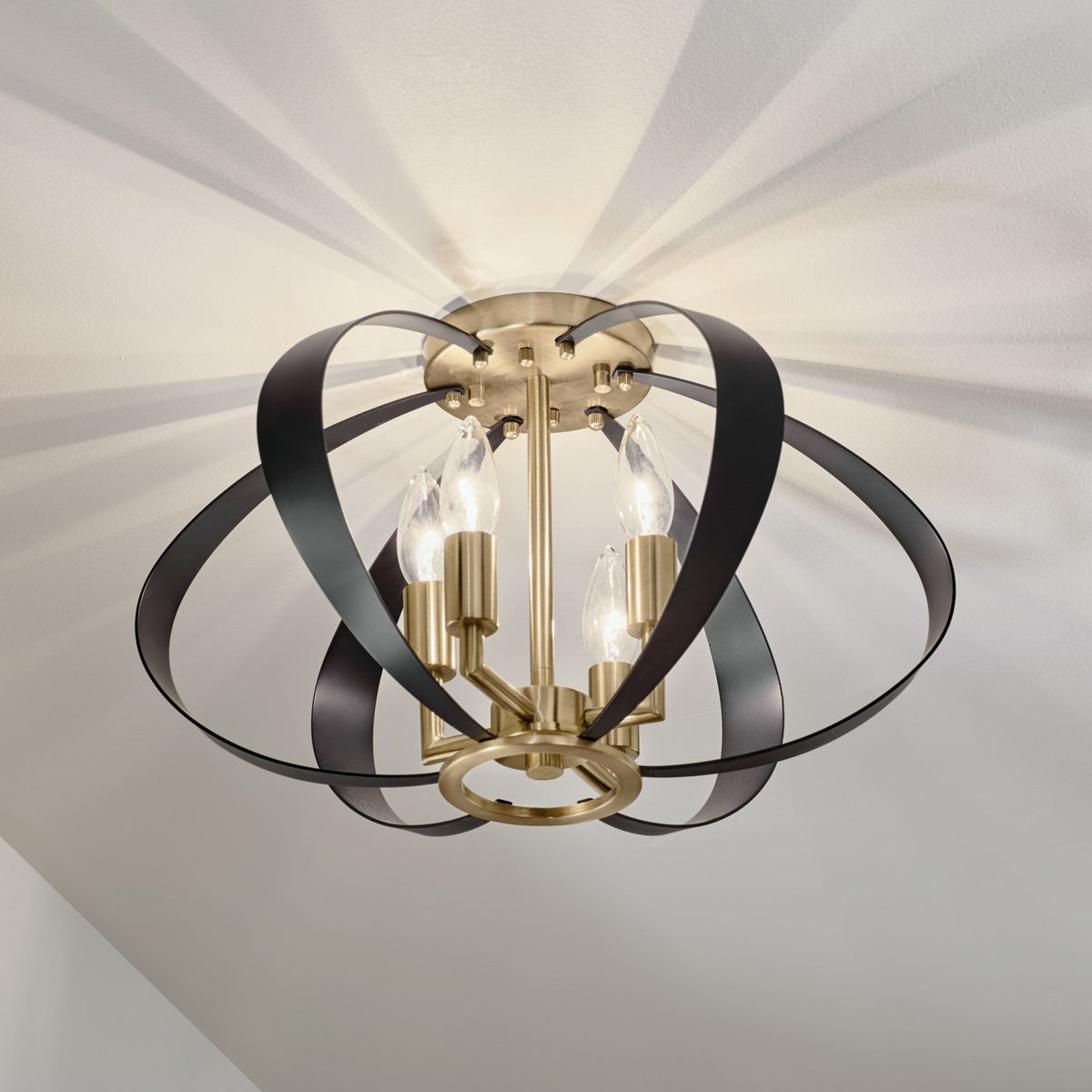 KICHLER 52588CPZ Cecil 17.75 Inch 4 Light Oval Flush Mount In Champagne Bronze And Black