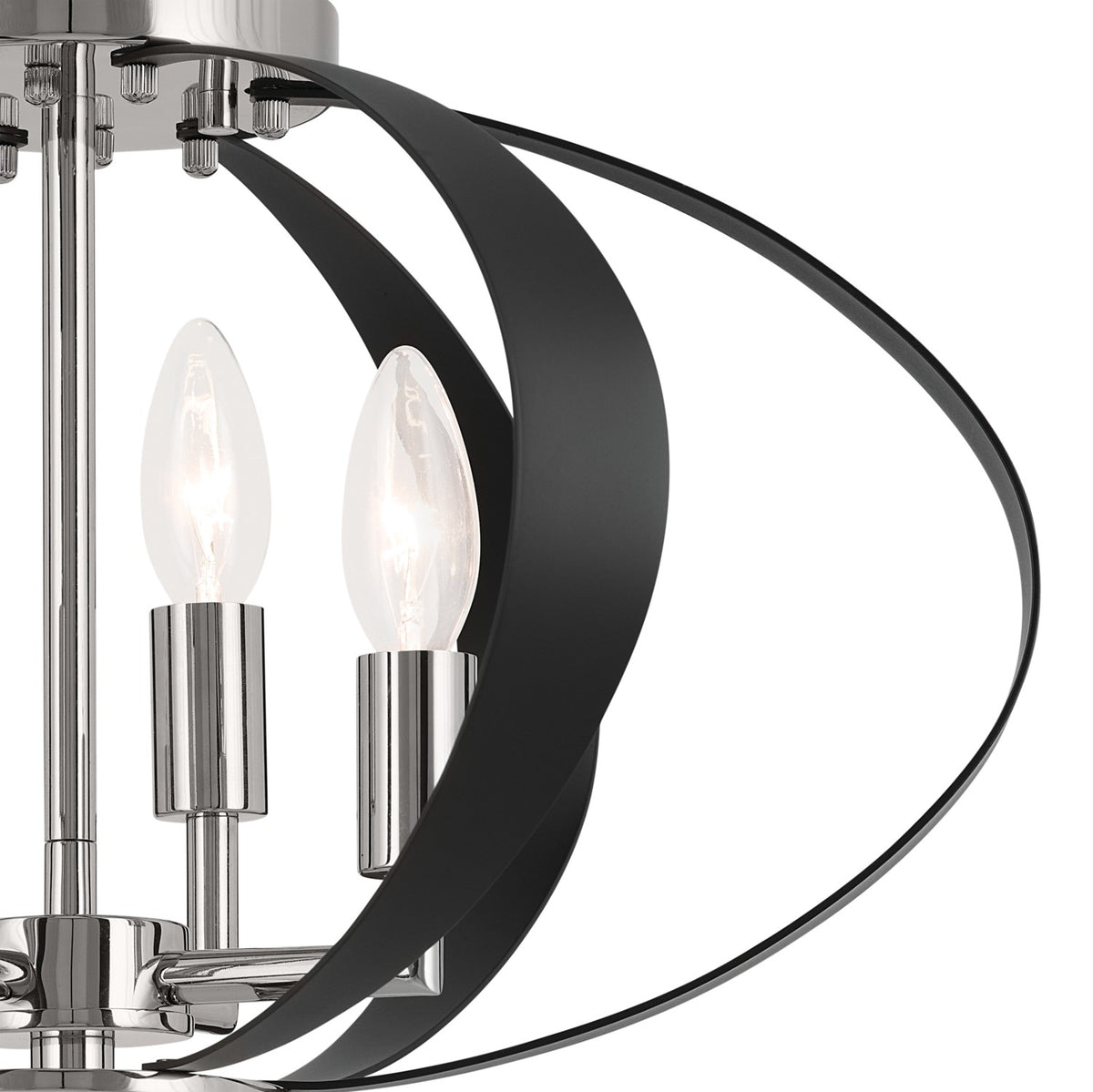 KICHLER 52588PN Cecil 17.75 Inch 4 Light Oval Flush In Polished Nickel And Black