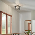 KICHLER 52588PN Cecil 17.75 Inch 4 Light Oval Flush In Polished Nickel And Black