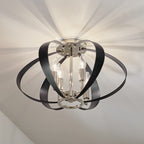 KICHLER 52588PN Cecil 17.75 Inch 4 Light Oval Flush In Polished Nickel And Black