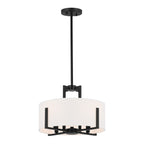 KICHLER 52591BK Malen 15.5 Inch 4 Light Semi-Flush With White Fabric Shade In Black