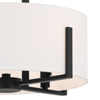 KICHLER 52591BK Malen 15.5 Inch 4 Light Semi-Flush With White Fabric Shade In Black