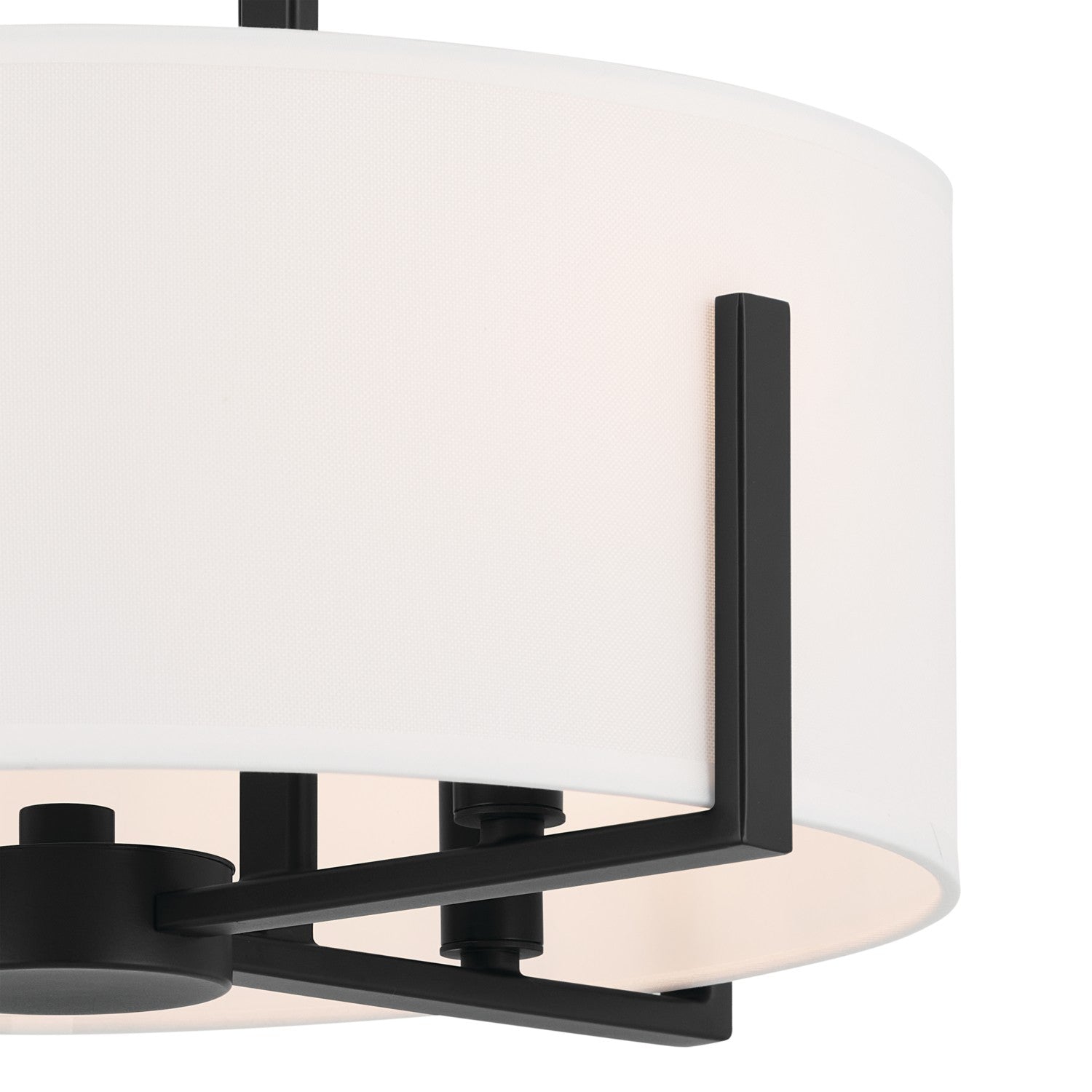 KICHLER 52591BK Malen 15.5 Inch 4 Light Semi-Flush With White Fabric Shade In Black