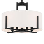 KICHLER 52591BK Malen 15.5 Inch 4 Light Semi-Flush With White Fabric Shade In Black