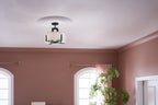 KICHLER 52591BK Malen 15.5 Inch 4 Light Semi-Flush With White Fabric Shade In Black
