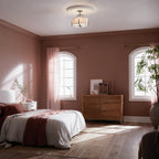 KICHLER 52591CLP Malen 15.5 Inch 4 Light Semi-Flush With White Fabric Shade In Classic Pewter