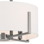 KICHLER 52591CLP Malen 15.5 Inch 4 Light Semi-Flush With White Fabric Shade In Classic Pewter