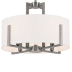 KICHLER 52591CLP Malen 15.5 Inch 4 Light Semi-Flush With White Fabric Shade In Classic Pewter