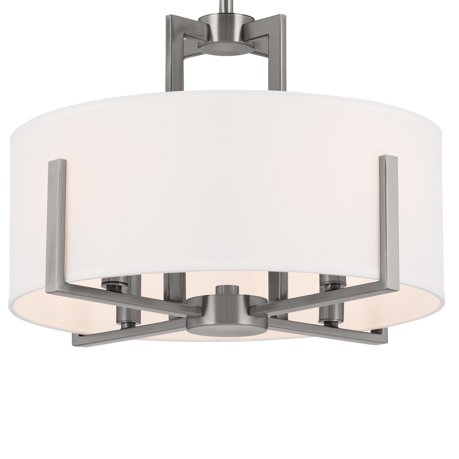 KICHLER 52591CLP Malen 15.5 Inch 4 Light Semi-Flush With White Fabric Shade In Classic Pewter