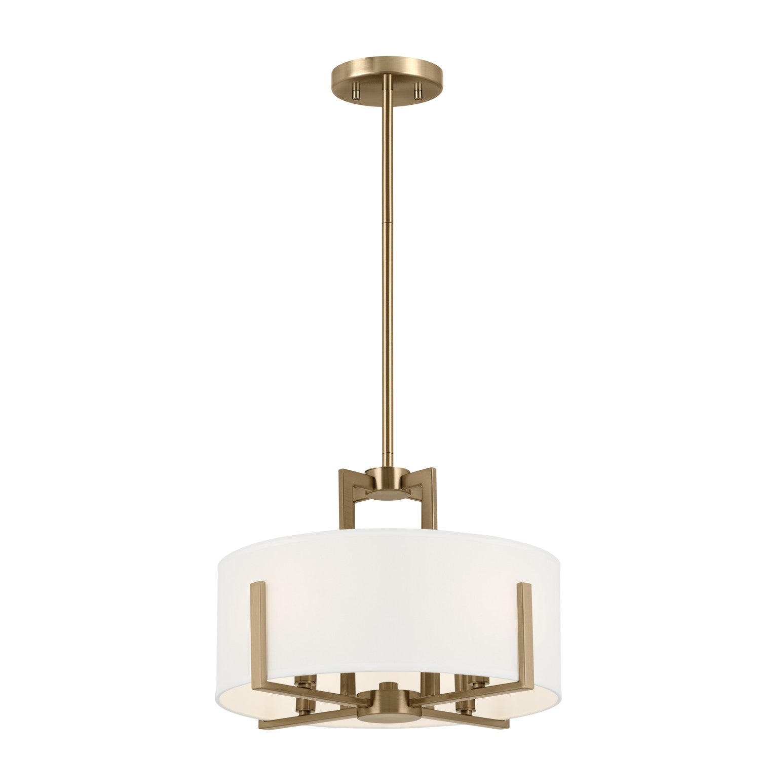 KICHLER 52591CPZ Malen 15.5 Inch 4 Light Semi-Flush With White Fabric Shade In Champagne Bronze