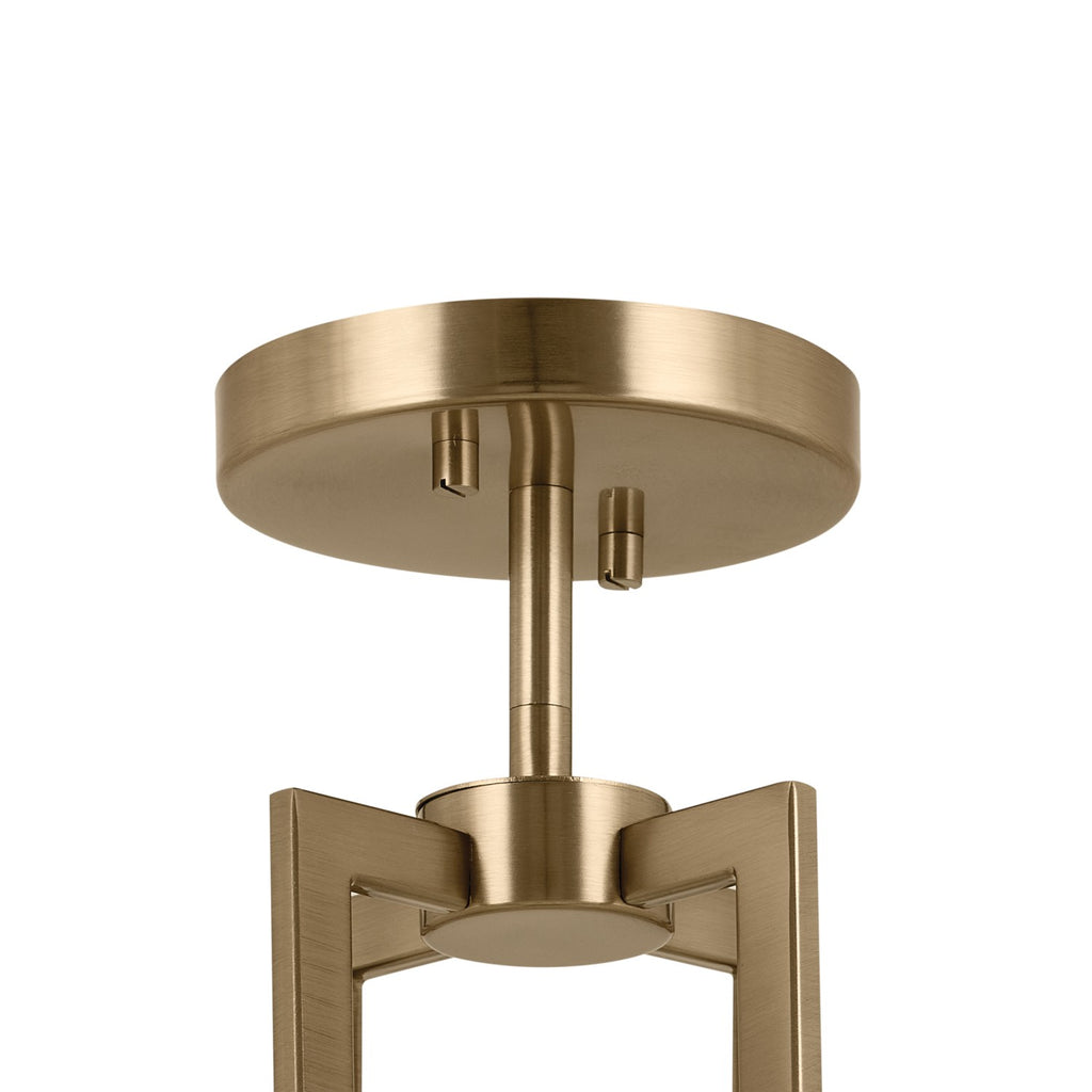 KICHLER 52591CPZ Malen 15.5 Inch 4 Light Semi-Flush With White Fabric Shade In Champagne Bronze