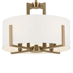 KICHLER 52591CPZ Malen 15.5 Inch 4 Light Semi-Flush With White Fabric Shade In Champagne Bronze