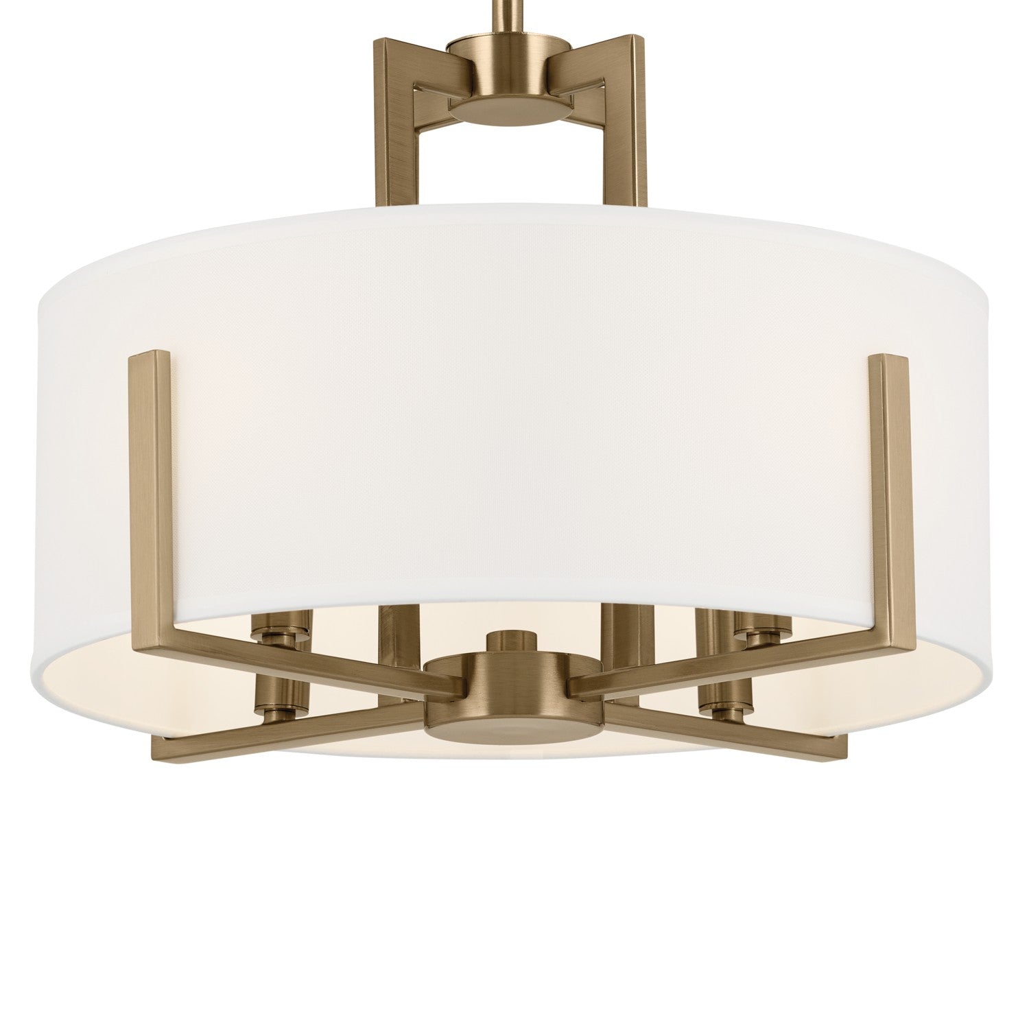 KICHLER 52591CPZ Malen 15.5 Inch 4 Light Semi-Flush With White Fabric Shade In Champagne Bronze