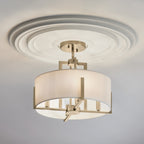 KICHLER 52591CPZ Malen 15.5 Inch 4 Light Semi-Flush With White Fabric Shade In Champagne Bronze