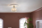 KICHLER 52591CPZ Malen 15.5 Inch 4 Light Semi-Flush With White Fabric Shade In Champagne Bronze