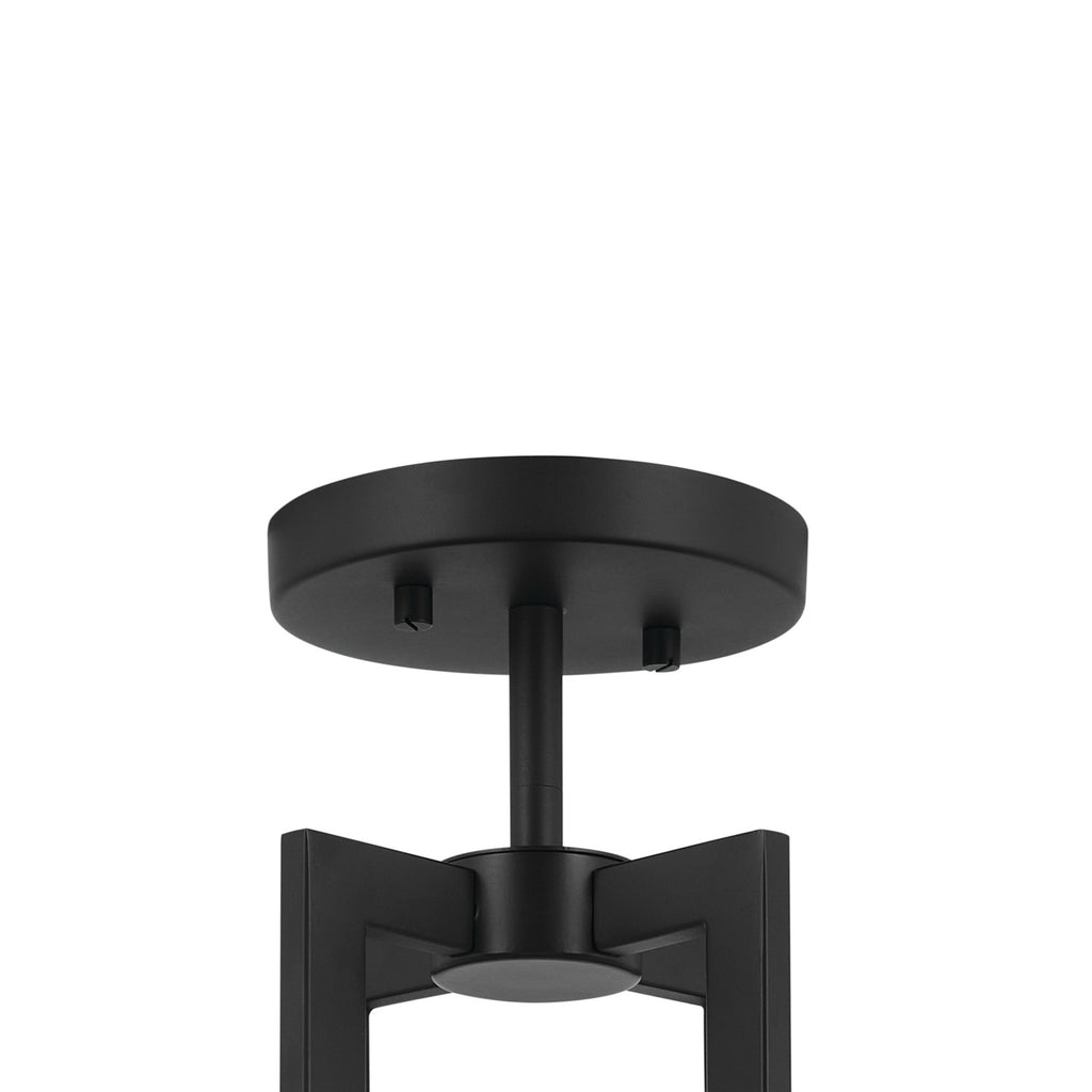 KICHLER 52592BK Malen 20 Inch 8 Light Semi-Flush With White Fabric Shade In Black
