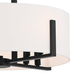 KICHLER 52592BK Malen 20 Inch 8 Light Semi-Flush With White Fabric Shade In Black