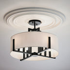 KICHLER 52592BK Malen 20 Inch 8 Light Semi-Flush With White Fabric Shade In Black