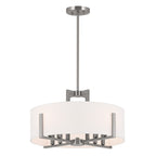 KICHLER 52592CLP Malen 20 Inch 8 Light Semi-Flush With White Fabric Shade In Classic Pewter