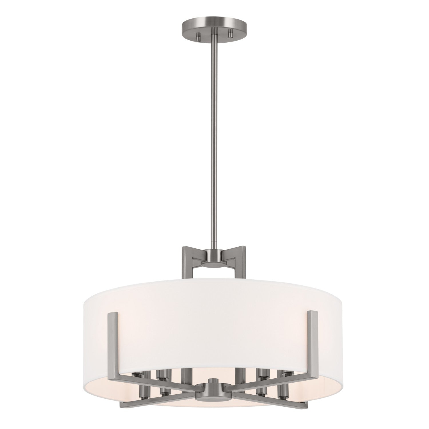 KICHLER 52592CLP Malen 20 Inch 8 Light Semi-Flush With White Fabric Shade In Classic Pewter