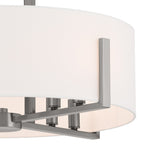 KICHLER 52592CLP Malen 20 Inch 8 Light Semi-Flush With White Fabric Shade In Classic Pewter