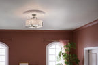 KICHLER 52592CLP Malen 20 Inch 8 Light Semi-Flush With White Fabric Shade In Classic Pewter