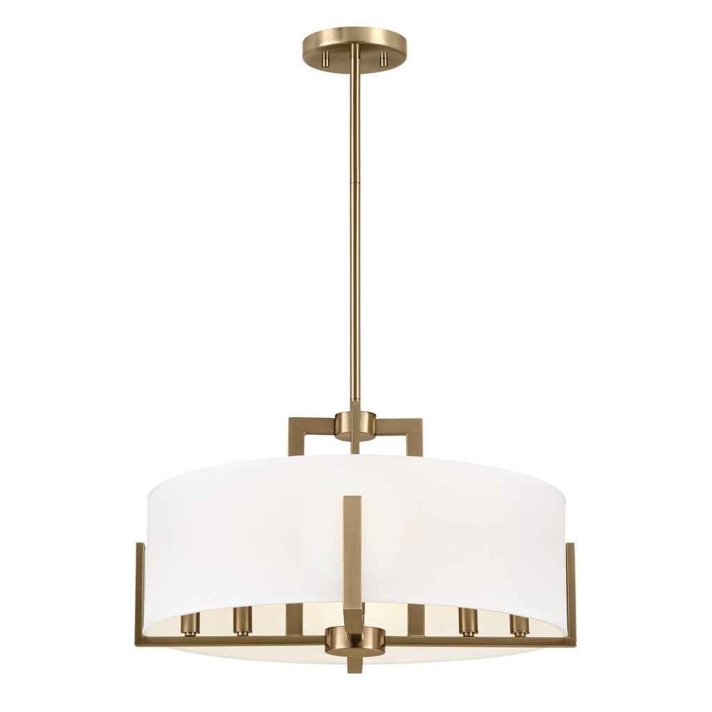 KICHLER 52592CPZ Malen 20 Inch 8 Light Semi-Flush With White Fabric Shade In Champagne Bronze