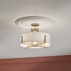 KICHLER 52592CPZ Malen 20 Inch 8 Light Semi-Flush With White Fabric Shade In Champagne Bronze