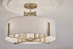 KICHLER 52592CPZ Malen 20 Inch 8 Light Semi-Flush With White Fabric Shade In Champagne Bronze