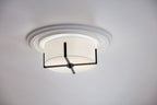 KICHLER 52593BK Malen 15.5 Inch 2 Light Flush Mount With White Fabric Shade In Black